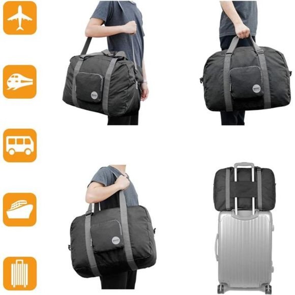 FOLDABLE Travel Duffle Bag A-Black - Picture 4 of 6